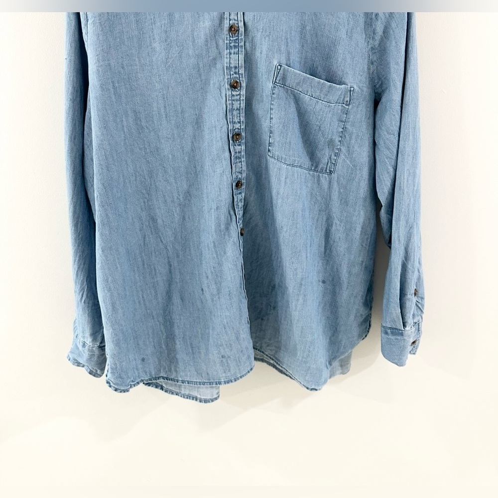 LOFT Light Blue Denim Button-Down Shirt - Picture 5 of 7